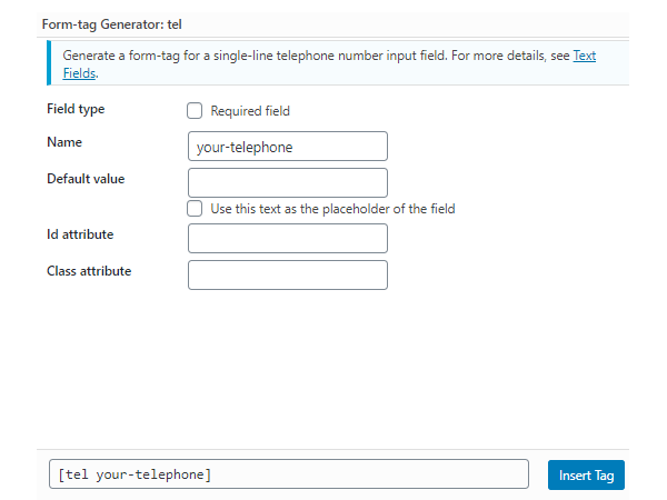 Showing the field options that you can change.