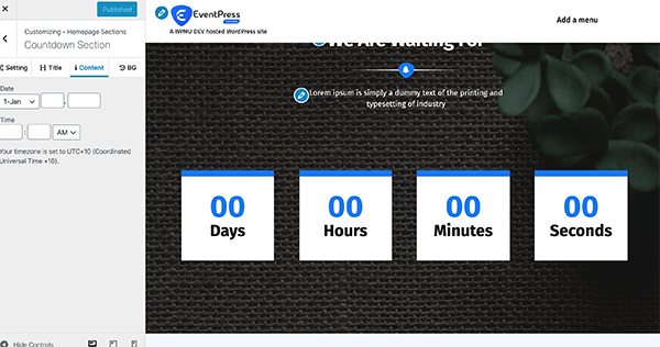 EventPress countdown.