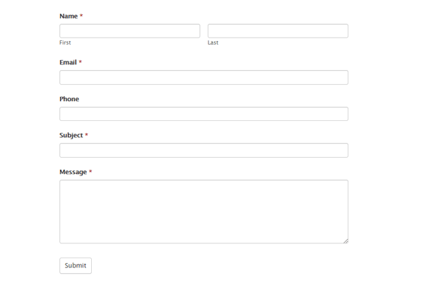 Showing the finished form.