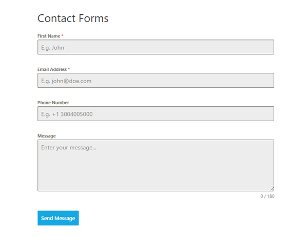 Showing the finished form.