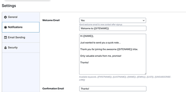 Icegram settings page.