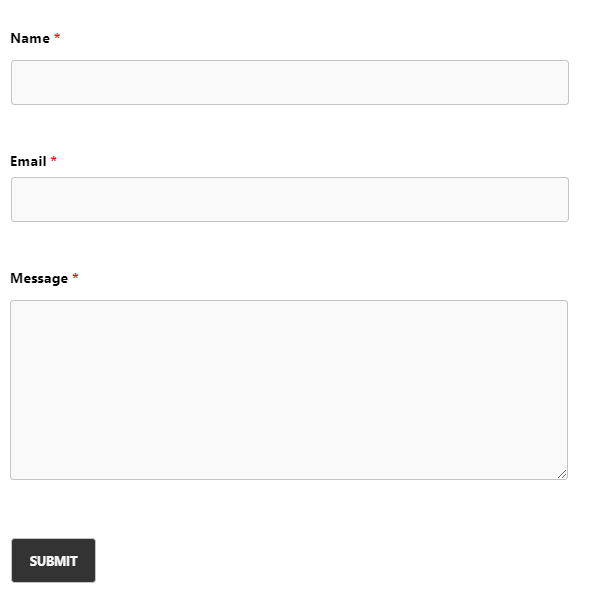 Showing the contact form template.