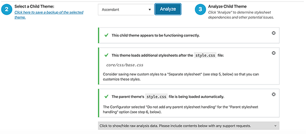 Child Theme tab two.