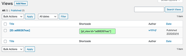 Content Views shortcode.