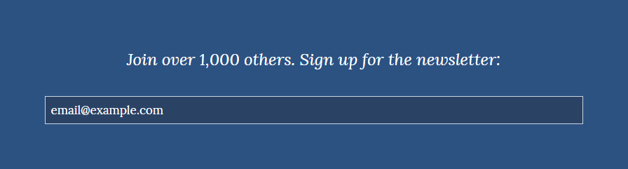 Screenshot of a custom-built email signup form using the MB Views plugin.