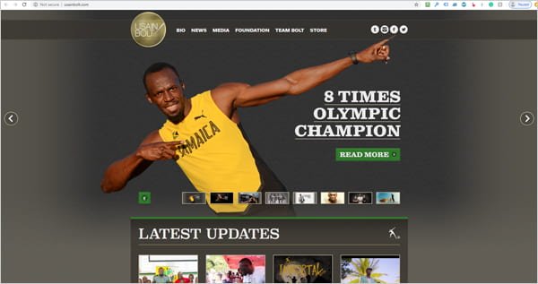 WordPress.org site of Usain Bolt.