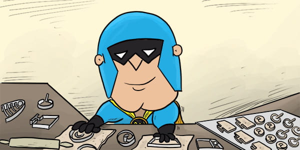 Cartoon - DevMan with custom cookie cutter shapes