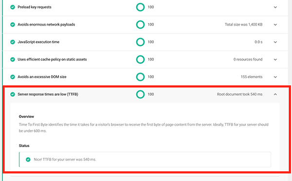 TTFB audit by Hummingbird.