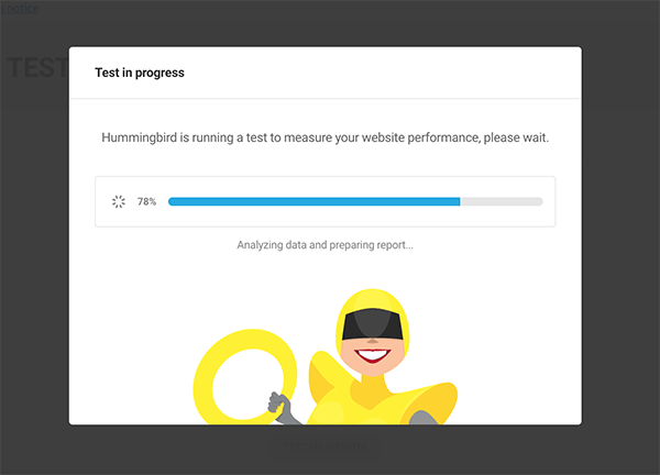Hummingbird running a performance test.