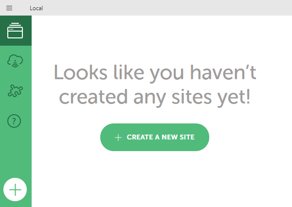Showing the first screen of Local after installation