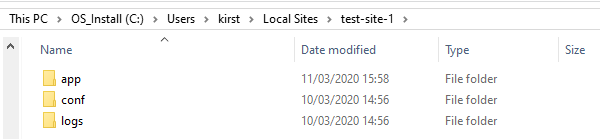 Showing the WordPress site's file in your explorer menu.