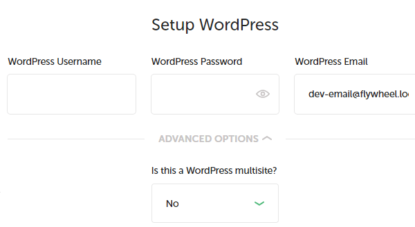 Showing the setup screen where you choose a username, password and enter your email.
