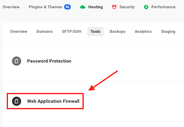 Click web application firewall to begin the process of adjusting your WAF.