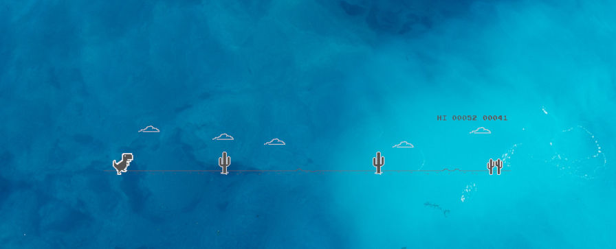 Screenshot of the block-a-saurus game with a blue background.