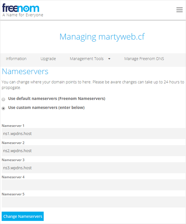 freenom nameserver records