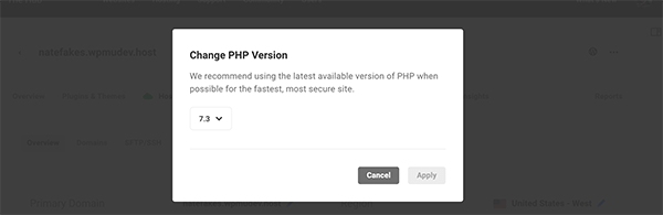 Options to change PHP.