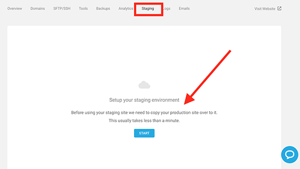 Staging area in WPMU DEV.