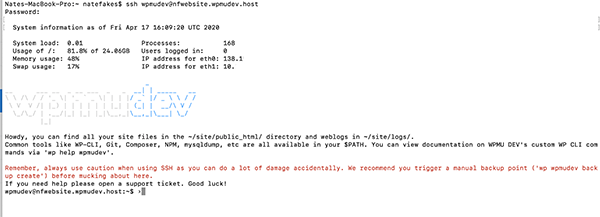 WPMU DEV login screen for SSH.