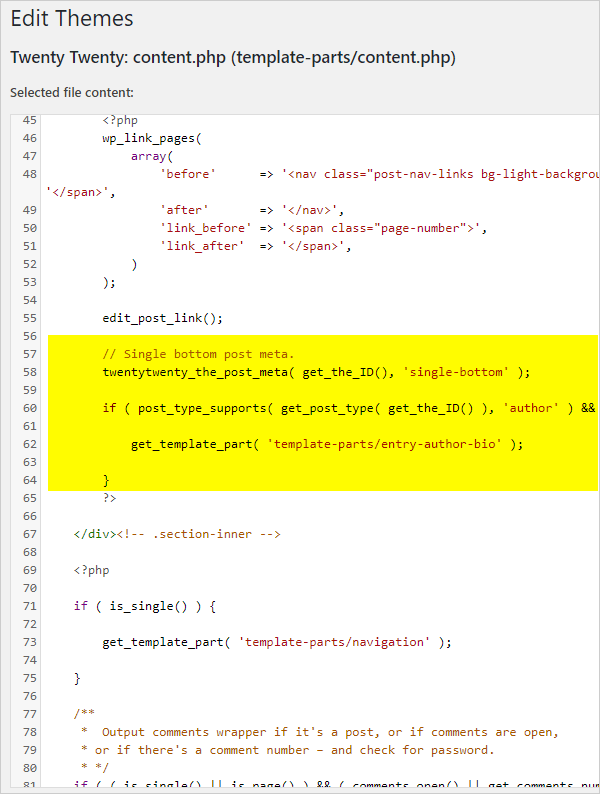 Twenty Twenty: content.php template file