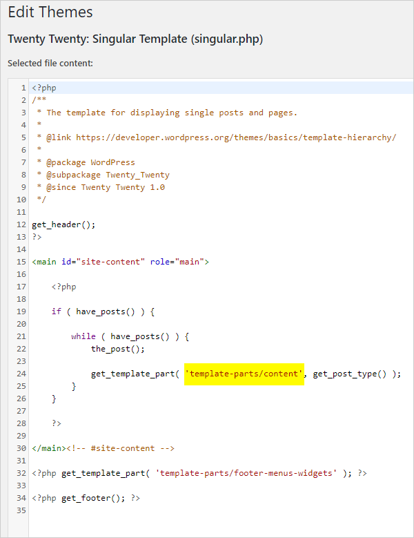 Twenty Twenty: Singular Template (singular.php)