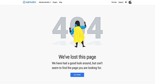 WPMU DEV 404 error page.