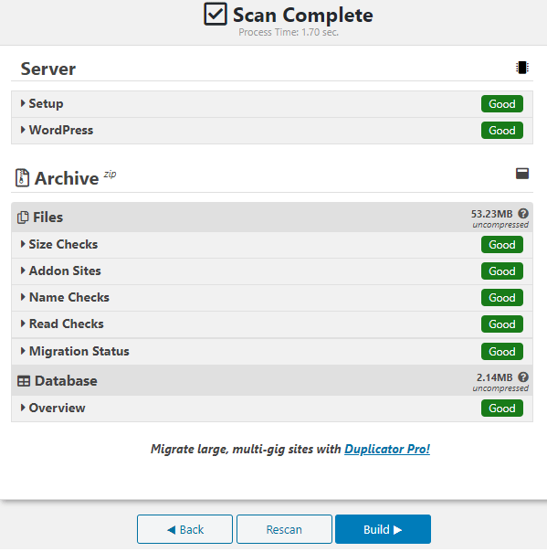 Screenshot of the complete scan.