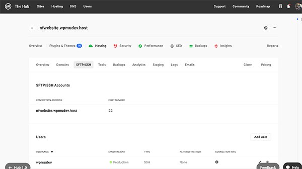 FTP and SFTP information.