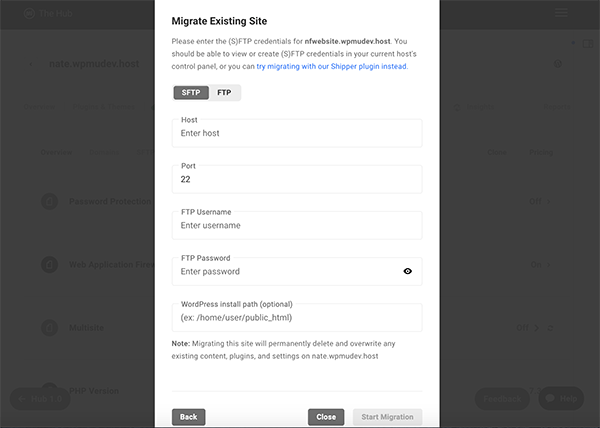 Where you’ll put your FPT Username and FTP Password.