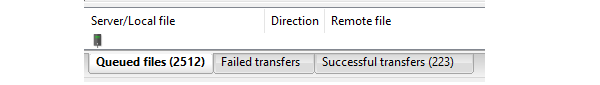Screenshot of the queue of files showing 2512 pending and 223 successful.