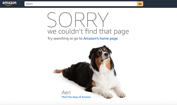Amazon 404 page not found.