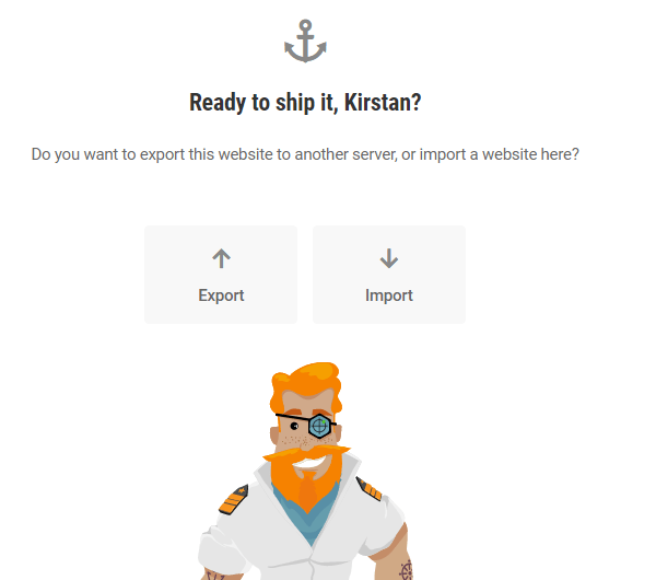First screen of Shipper where you can choose between import and export.