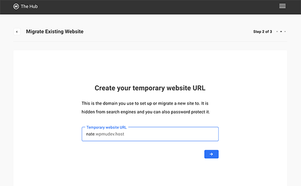 Temporary domain name.