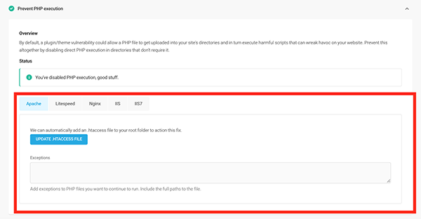 Where exempt PHP files can be placed.