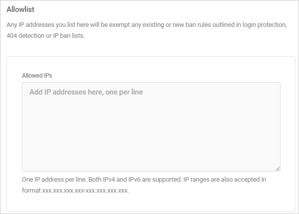 Allowlisted IP addresses.