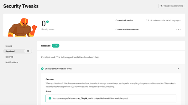 Your default database prefix is resolved.