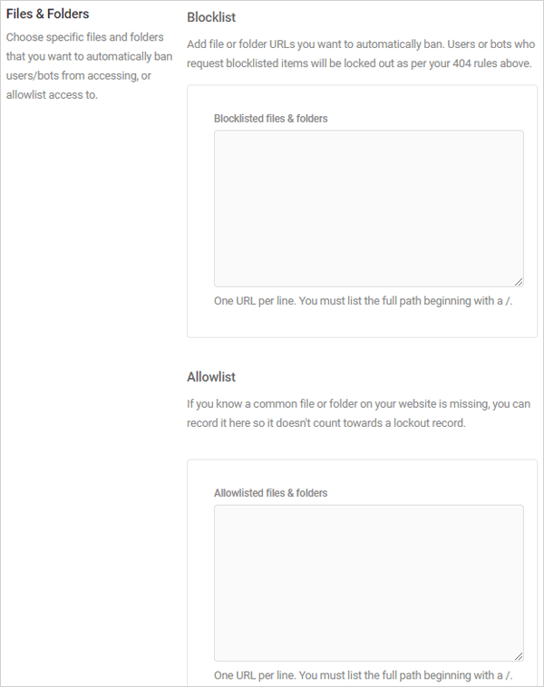 Defender Firewall - 404 Detection - Files & Folders section