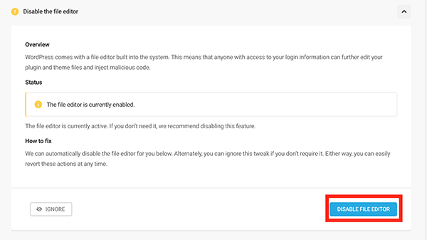 Disable file editor button.