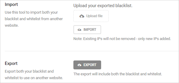 Defender - Firewall - IP Banning - Import and export IP address lists.