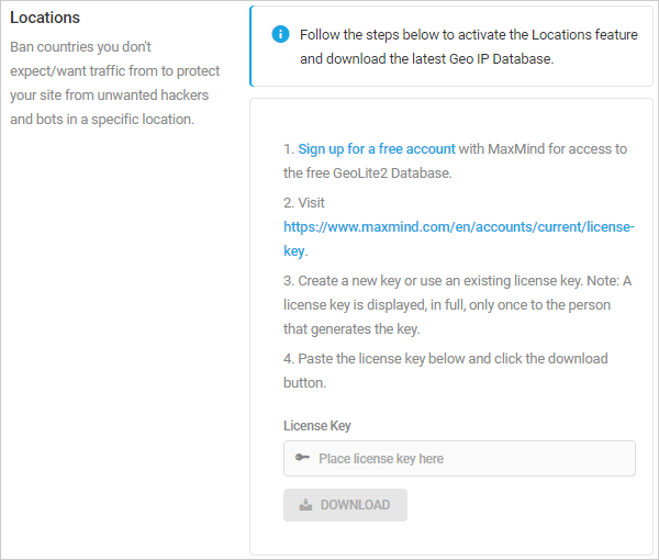 Defender - Firewall - IP Banning - Locations section.