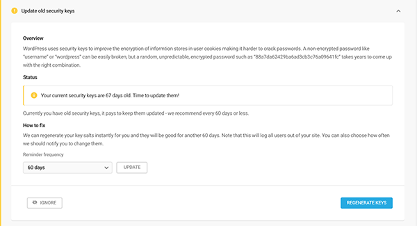 Where you'll regenerate the keys.