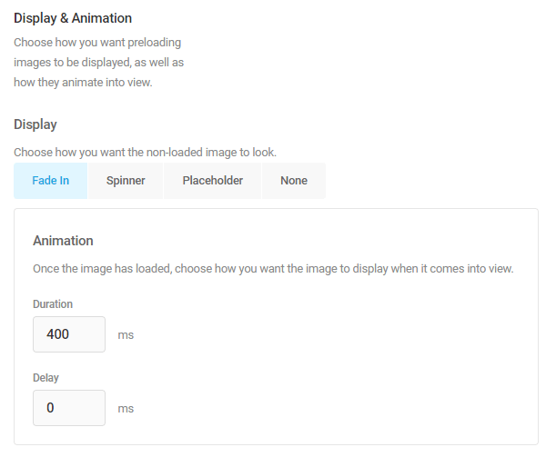 Screenshot of the display animation options.