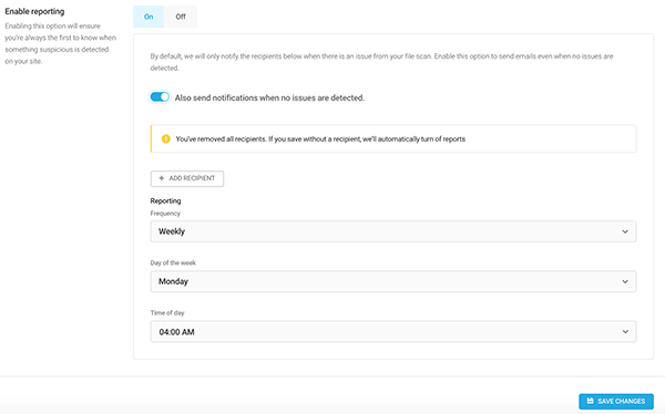 Where you’ll change the report settings.