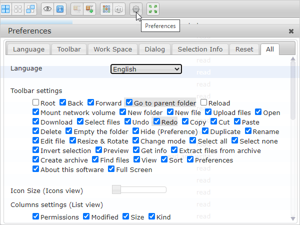 File Manager Preferences