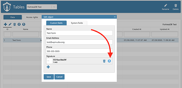 Where you can access and download the signature.