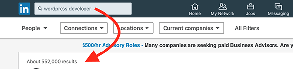 LinkedIn WordPress results.