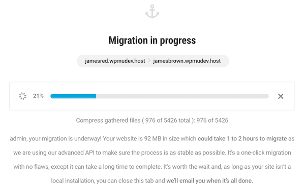 An old look at the Shipper migration screen