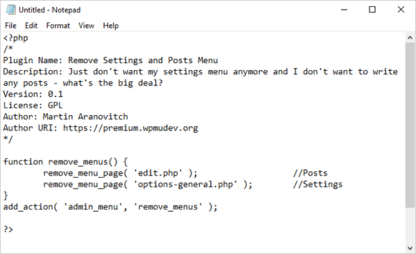 This will remove the Settings and Posts Menu items.