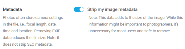 Screenshot of the strip metadata button.