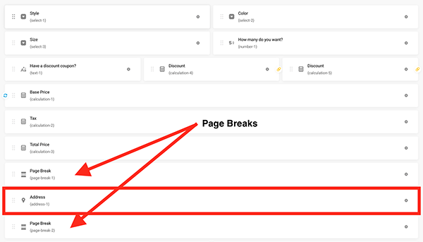 Where the address field is entered between page breaks.