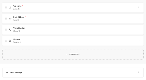 Contact form fields.